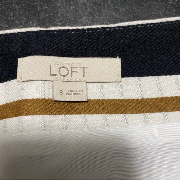 NWOT Loft A Line Striped Size 8 Lined Black/Taupe/Cream Side Zip Skirt #0590 - Picture 6 of 10